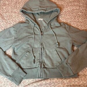 Sage green brandy Melville crop zip up